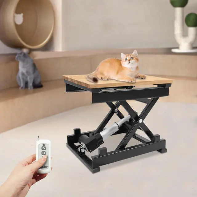 Alt view image 4 of 6 - Electric Scissor Lift Table, 130 lbs Capacity Single Scissor Lift Table w/ 4-15 in Adjustable Height, Folding Hydraulic Work Platform w/Remote & Manual Control for Material Handling & Transportation