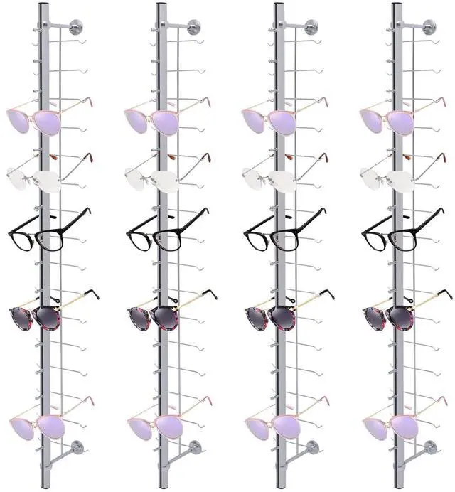 Main image of 10Pcs Eyeglass Display Racks Frame Aluminium Wall-Mounted Sunglasses Storage Organizer Display Stand Holder (Hold 16 Frames)