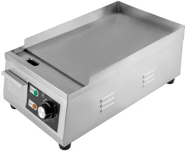 Main image of Electric Countertop Flat Top Griddle 110V 1300W Commercial Teppanyaki Grill 11"x15.7" Stainless Steel Commercial Flat Top Grill Thermostatic Control 122-572°F for Restaurant Kitchen