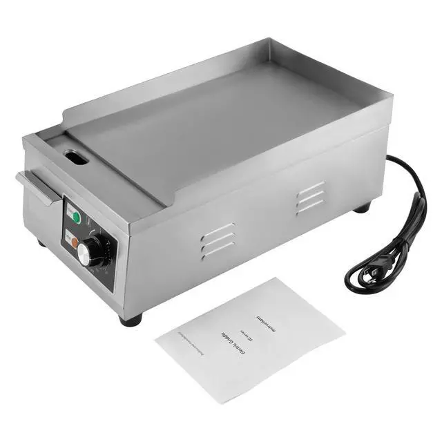 Alt view image 2 of 6 - Electric Countertop Flat Top Griddle 110V 1300W Commercial Teppanyaki Grill 11"x15.7" Stainless Steel Commercial Flat Top Grill Thermostatic Control 122-572°F for Restaurant Kitchen