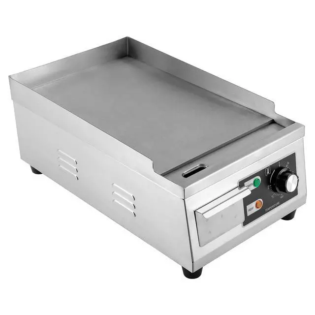 Alt view image 3 of 6 - Electric Countertop Flat Top Griddle 110V 1300W Commercial Teppanyaki Grill 11"x15.7" Stainless Steel Commercial Flat Top Grill Thermostatic Control 122-572°F for Restaurant Kitchen