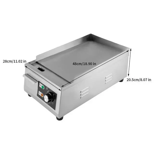 Alt view image 6 of 6 - Electric Countertop Flat Top Griddle 110V 1300W Commercial Teppanyaki Grill 11"x15.7" Stainless Steel Commercial Flat Top Grill Thermostatic Control 122-572°F for Restaurant Kitchen