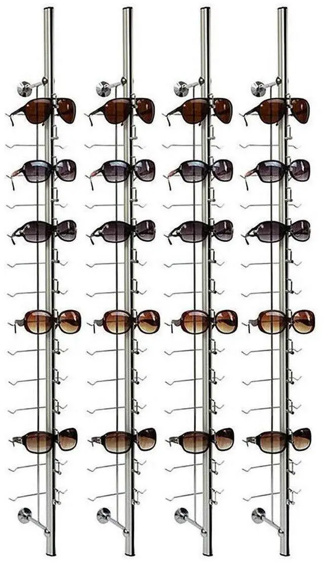 Main image of 10Pcs Eyeglass Display Racks Frame Aluminium Wall-Mounted Sunglasses Storage Organizer Display Stand Holder (Hold 14 Frames)