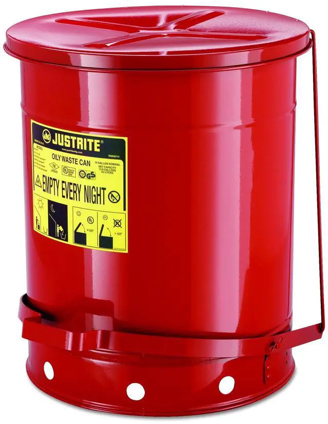 Main image of 09500 Red Oily Waste Can, 14gal, Lever Lid
