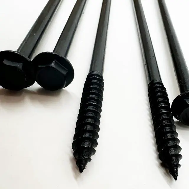 Alt view image 5 of 6 - (100) 3/8 X 10 Black Hex Head Lag Wood Screws, Heavy Duty lag Bolts for Timber, Tree Houses, Fences by -Qty 100
