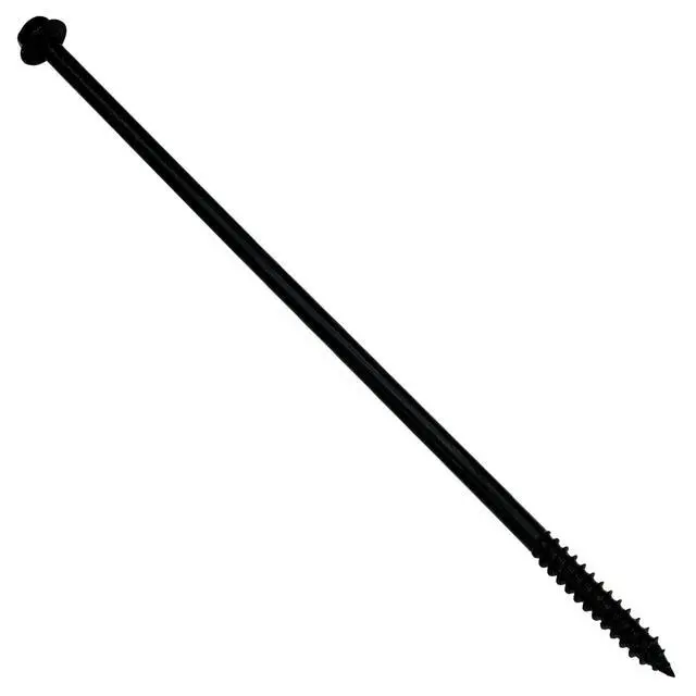 Alt view image 6 of 6 - (100) 3/8 X 10 Black Hex Head Lag Wood Screws, Heavy Duty lag Bolts for Timber, Tree Houses, Fences by -Qty 100