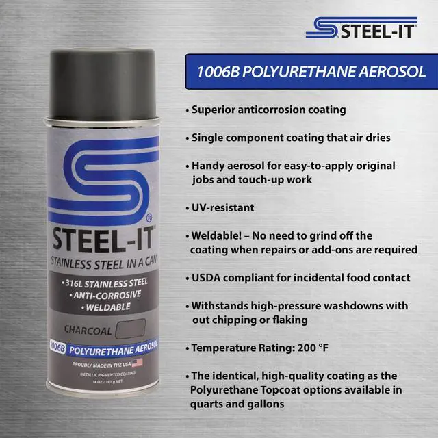 Alt view image 3 of 6 - 1006B Polyurethane, Industrial Paint Coatings, Weldable, Easy to Apply - Charcoal (5 Pack)