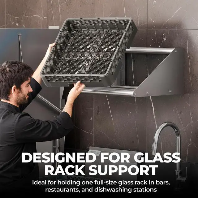 Alt view image 3 of 6 - Premium Stainless Steel Tubular Glass Rack Shelf 22" Wall Mounted | NSF Certified | Commercial Bar & Restaurant Glass Holder Shelf (22")