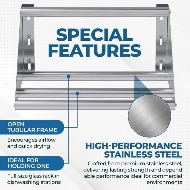 Alt view image 4 of 6 - Premium Stainless Steel Tubular Glass Rack Shelf 22" Wall Mounted | NSF Certified | Commercial Bar & Restaurant Glass Holder Shelf (22")