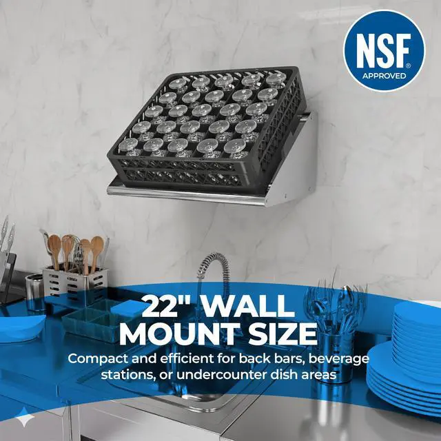 Alt view image 5 of 6 - Premium Stainless Steel Tubular Glass Rack Shelf 22" Wall Mounted | NSF Certified | Commercial Bar & Restaurant Glass Holder Shelf (22")