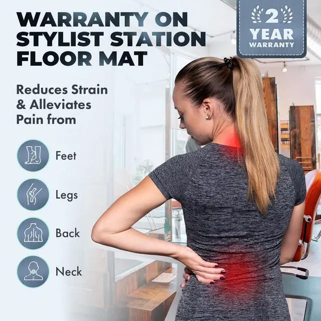 Alt view image 4 of 6 - Buy-Rite Super Soft Salon Mat - 3' x 5' Semicircle Anti-Fatigue Mat, 5/8" Thick, Puncture-Proof, Low-Static, Anti-Stain Surface - Black Salon Floor Mat, SHP-SS3050C5/8