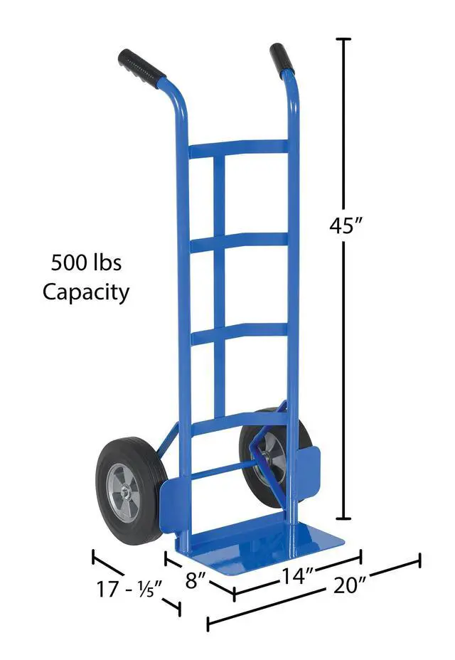 Alt view image 6 of 6 - DHHT-500S-HR Steel Dual Handle Hand Truck with Hard Rubber Wheels 17-1/2 In. x 21 In. x 44-1/2 In. 500 Lb. Capacity Silver