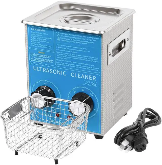 Main image of Commercial Grade 120watts 2L Ultrasonic Cleaner 40kHz with Knobs Timer&Heater Cleaning Machine, for Watch Instruments Industrial Parts Excellent Cleaner Solution