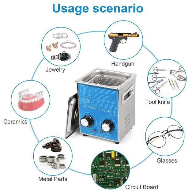 Alt view image 6 of 6 - Commercial Grade 120watts 2L Ultrasonic Cleaner 40kHz with Knobs Timer&Heater Cleaning Machine, for Watch Instruments Industrial Parts Excellent Cleaner Solution