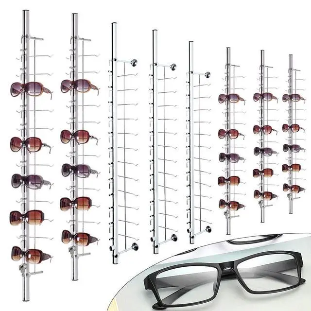 Main image of 8 Pack Sunglasses Display Racks Aluminium Lockable Sunglasses Eyeglasses Storage Organizer Display Stand Holder (Hold 12 Pairs Glasses/Rod)
