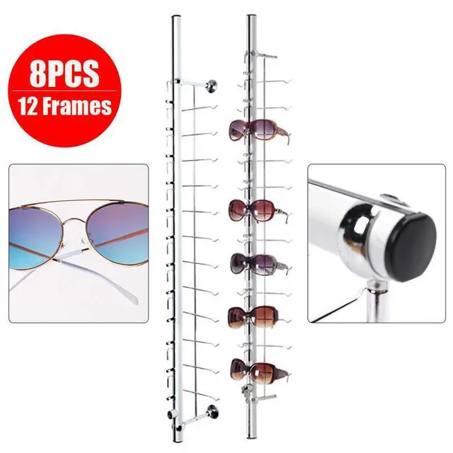 Alt view image 4 of 6 - 8 Pack Sunglasses Display Racks Aluminium Lockable Sunglasses Eyeglasses Storage Organizer Display Stand Holder (Hold 12 Pairs Glasses/Rod)