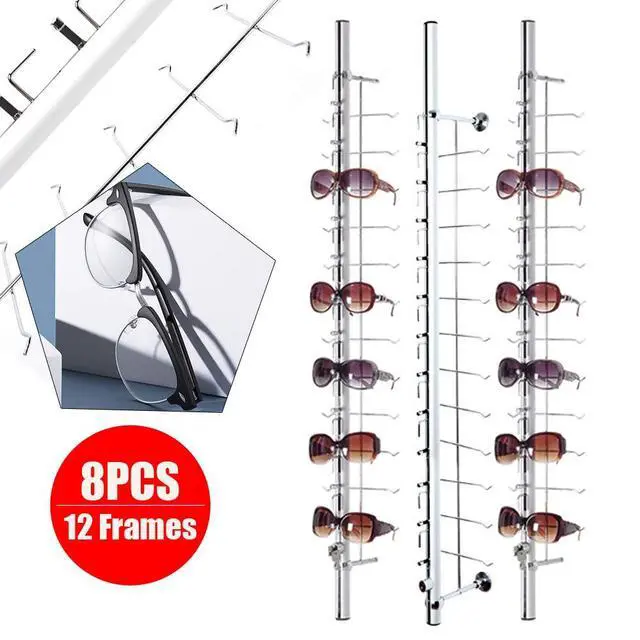 Alt view image 5 of 6 - 8 Pack Sunglasses Display Racks Aluminium Lockable Sunglasses Eyeglasses Storage Organizer Display Stand Holder (Hold 12 Pairs Glasses/Rod)
