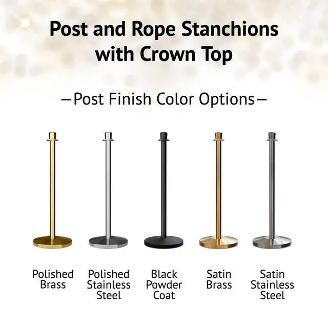 Alt view image 4 of 6 - Cline Post and Rope Stanchion Set - Black with Sloped Base and Crown Top - Includes (2) Posts