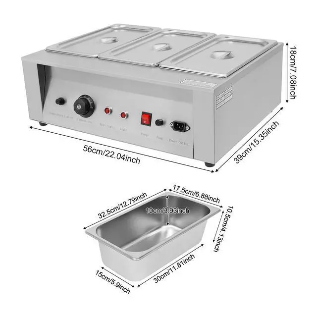 Alt view image 2 of 6 - Chocolate Tempering Machine, 26.46 lbs Commercial Chocolate Melting Pot, 500W 32-203°F Stainless Steel Food Warmer with Lid for Chocolate/Milk/Cream Melting and Heating (Three Pots)