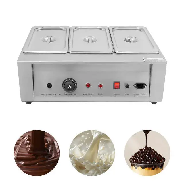 Alt view image 3 of 6 - Chocolate Tempering Machine, 26.46 lbs Commercial Chocolate Melting Pot, 500W 32-203°F Stainless Steel Food Warmer with Lid for Chocolate/Milk/Cream Melting and Heating (Three Pots)