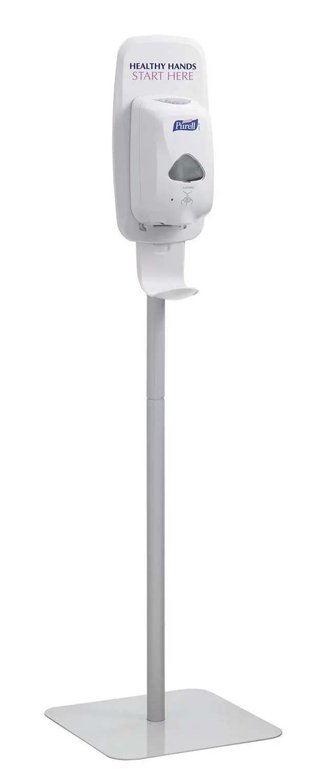 Alt view image 4 of 6 - Hand Sanitizer Dispenser Floor Stand, Light Gray, Floor Stand for use with LTX or TFX Touch-Free Hand Sanitizer Dispensers 2424-DS,6.25" x 23.75" x 16.37"