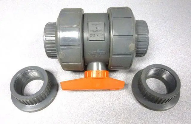 Main image of Chemtrol Tru-Bloc U45TB-V PVC SCH 80 True Union Ball Valve With Orange Handle, 2"