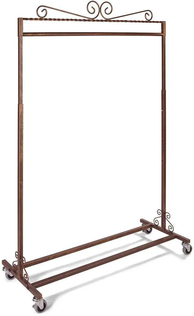 Main image of Boutique Cobblestone Single-Rail Rolling Rack 48''W x 20''D x 48-66'' H- Clothing Racks - Single Rail Cobblestone Rolling Clothes Rack Heavy Duty - Multipurpose Sturdy Retail Clothing Rack