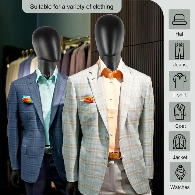 Alt view image 5 of 6 - Male Mannequin Full Body Black - 74 Detachable Man Dress Form Mannequin Realistic Metal Base for Clothing Shops