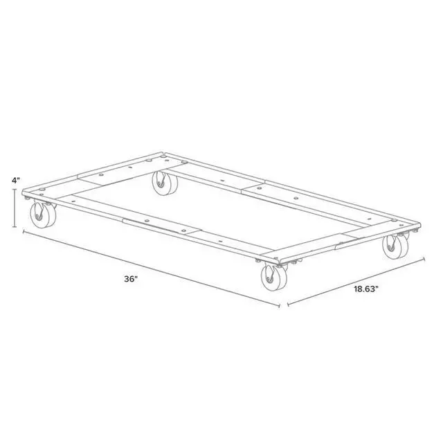 Alt view image 6 of 6 - Hirsh 36" x 18" Traditional Adjustable Metal Cabinet Dolly with 4 Heavy Duty Casters & 2 Locks, for Lateral File and Storage Cabinets in Black Finish