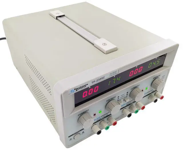 Alt view image 3 of 6 - Triple Output Power Supply, Two 0-30V @ 0-5A; One Fixed 5V @ 3A, Quad LED Displays - Model TP-2305C by