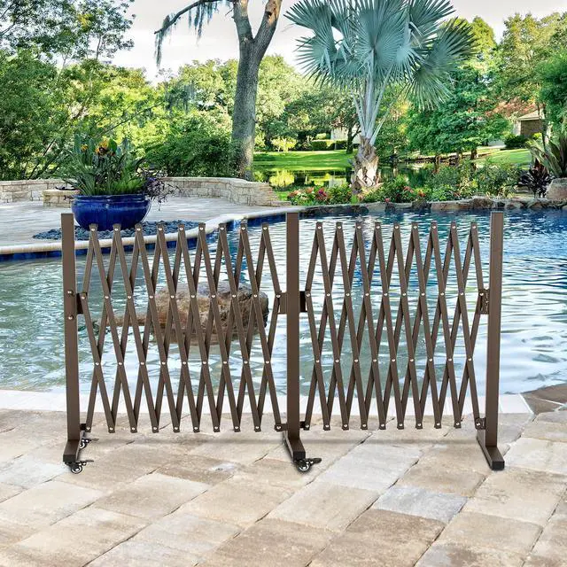 Alt view image 2 of 6 - Extendable Aluminum Fence, Portable Barricade Gate with Casters, Max Expansion Size 201"×15.2"×40.6", Flexible Fence Mobile Barricade Safety Barrier, Pet Fence Gate Adjustable (201"×15.2"×40.6")
