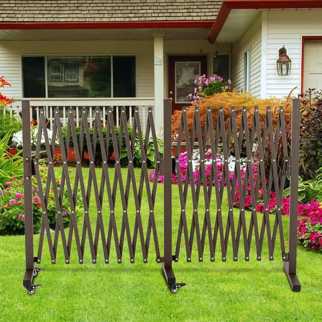 Alt view image 3 of 6 - Extendable Aluminum Fence, Portable Barricade Gate with Casters, Max Expansion Size 201"×15.2"×40.6", Flexible Fence Mobile Barricade Safety Barrier, Pet Fence Gate Adjustable (201"×15.2"×40.6")