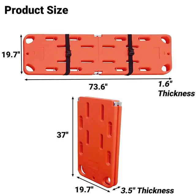 Alt view image 3 of 6 - Water Floating Stretcher, PE Two-Fold Stretcher Weight Capacity 350lbs/159KG, Plastic Emergency Rescue Spine Board, Life Board with Seat Belt, First Responder Backboard