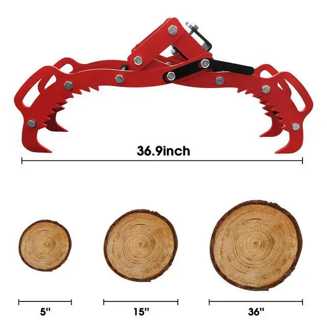 Alt view image 2 of 6 - Upgraded 36 inch Timber Claw Hooks with Operating Handle, Heavy Duty 4 Claw Log Lifting Tong, 5000lbs Capacity Log Grabber Hook, Logging Tools for Tractors, ATVs, Trucks, Forklifts