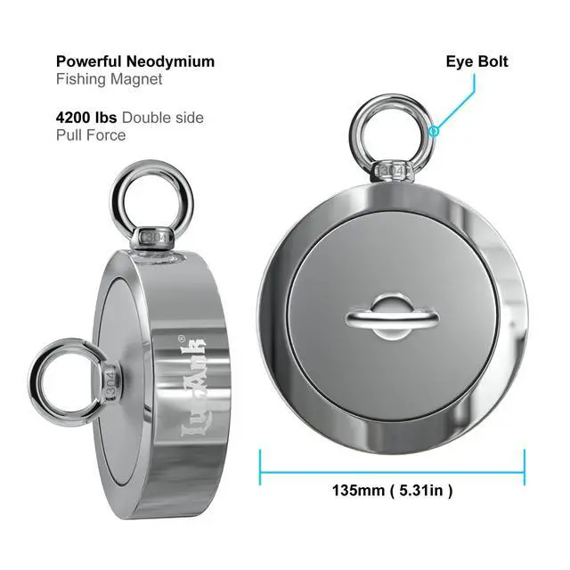 Alt view image 2 of 5 - Ultimate Magnet Fishing Adventure Kit - Complete Set with Double-Sided Neodymium Magnet, 66ft Rope, Protective Gloves, Safety Gear & Carrying Case. Choose 1700, 2600, or 4200 lbs Strength
