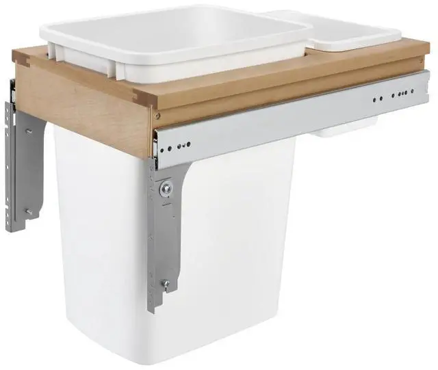 Main image of Top Mount Single Pullout Under Cabinet 35 Quart Kitchen Trash Cans, 150 Pound Rated Full-Extension Slides, 4WCTM-12DM1-343-FL