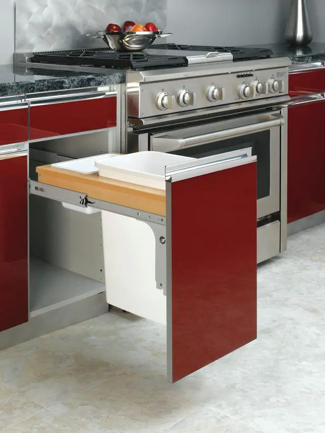 Alt view image 2 of 6 - Top Mount Single Pullout Under Cabinet 35 Quart Kitchen Trash Cans, 150 Pound Rated Full-Extension Slides, 4WCTM-12DM1-343-FL