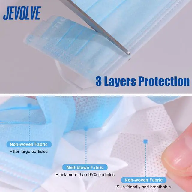 Alt view image 3 of 6 - 2000 Pcs Tigris Disposable Face Mask | Earloop Face Mask 3-Ply Protection Face Masks 4.0g | Disposable Breathable Mask for Adult, Home, Office, Daily Wear - Blue