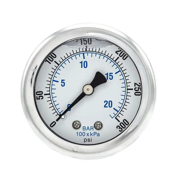 Alt view image 2 of 4 - 25 Pack of Liquid Filled Center Back Mount Pressure Gauge with 2" Dial, 0-300 PSI, 1/8" Male NPT Connection, Stainless Steel CASE and Bezel (25)
