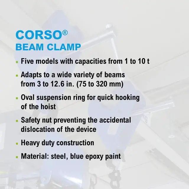 Alt view image 6 of 6 - Corso Beam Clamp - Adjustable Clamp | 2 Ton - 4400 lbs Load Capacity | 3 to 9 Inch Opening | Heavy Duty Design & Industrial Strength | LT-2B Model CC07019