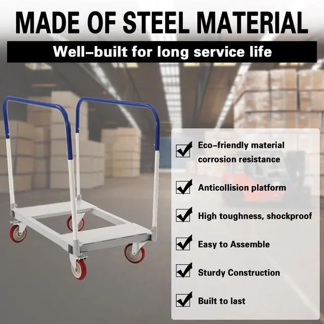 Alt view image 3 of 6 - 1500 lbs Panel Dolly Cart, 20" x 35" Drywall Cart, Heavy-Duty Drywall Sheet Carts, Mattress Dolly for Transport Heavy Objects, Planks, Folding Tables, Folding Chairs
