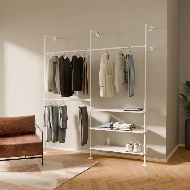 Alt view image 2 of 6 - Adjustable Closet Organizer Shelf Board White 36 x 12 Inch 5 Piece Set Wardrobe Shelf Board for Open Closet System Scratch Resistant Easy Assembly Made in Canada