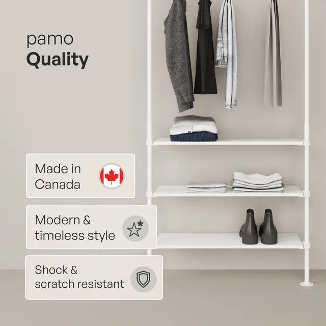 Alt view image 4 of 6 - Adjustable Closet Organizer Shelf Board White 36 x 12 Inch 5 Piece Set Wardrobe Shelf Board for Open Closet System Scratch Resistant Easy Assembly Made in Canada