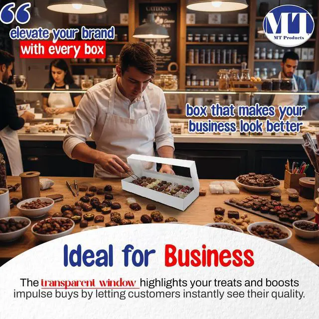 Alt view image 3 of 6 - Chocolate Covered Strawberry Box 16" x 6.5" x 1.75" - Auto Pop-Up White Bakery Boxes (Pack of 125) - Made in the USA