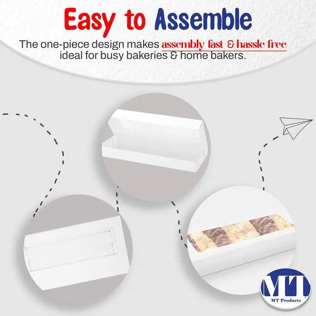 Alt view image 6 of 6 - Chocolate Covered Strawberry Box 16" x 6.5" x 1.75" - Auto Pop-Up White Bakery Boxes (Pack of 125) - Made in the USA