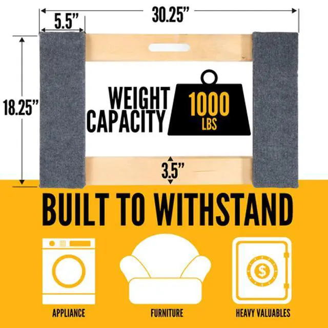 Alt view image 2 of 6 - Carpeted Moving Dolly 18 Inch x 30 Inch - Heavy Duty Furniture Dolly with Four Rubber Swivel Casters - Carpeted Edges for Safe Cargo Hauling