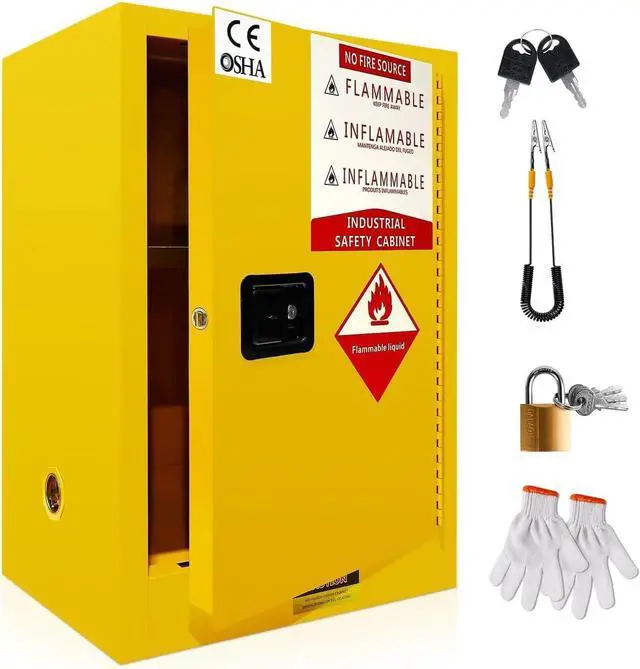 Main image of 24 Gallon Flammable Cabinet, 35" H x25 W x21 D Galvanized Steel Safety Cabinet, Flammable Liquid Storage with Adjustable Shelf, for Commercial Industrial and Home Use