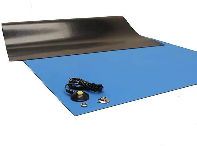 Main image of ESD Soldering Mat - Heat Resistant Anti-Static Table Mat - with Grounding Cord (36" x 72" (3' x 6'), Blue)