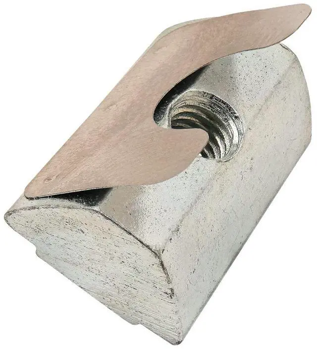 Main image of 8020, 13089, 15, 30 and 40 Series M4 Short Self Aligning Steel Roll in T-Nut with Spring Leaf - T Slot T-Slotted Accessories for 1.5", 30mm or 40mm Aluminum Extrusion - Hardware Nuts (100 Pack)