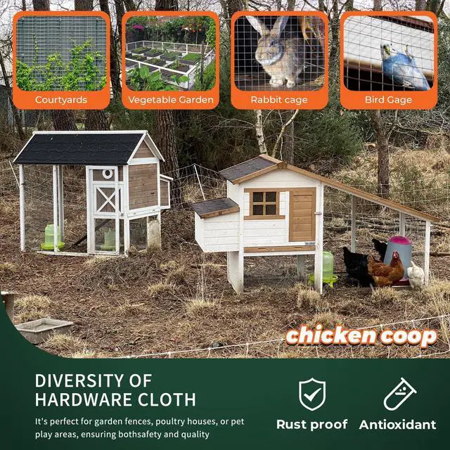 Alt view image 3 of 6 - 1/2'' 48'' X 100' Hardware Cloth, Chicken Wire Fencing Double Layer Hot Dip Galvanized, Wire Mesh Fence Chicken Rabbit Snake Cage Wire Fence Mesh Roll, for Chicken Coops, Fencing, Garden Protection